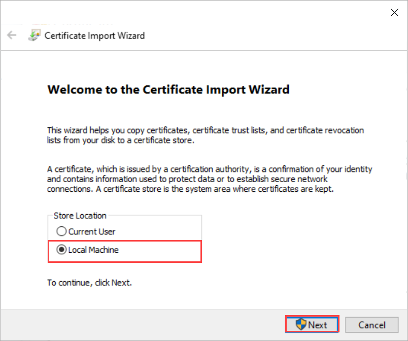 Installare il certificato nel client 1