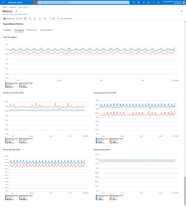 Screenshot dei grafici delle metriche della velocità effettiva.