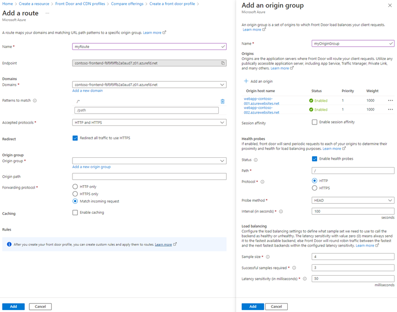 Screenshot dell'aggiunta di una pagina di configurazione della route.