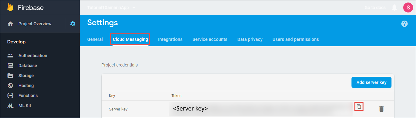 Copiare la chiave server