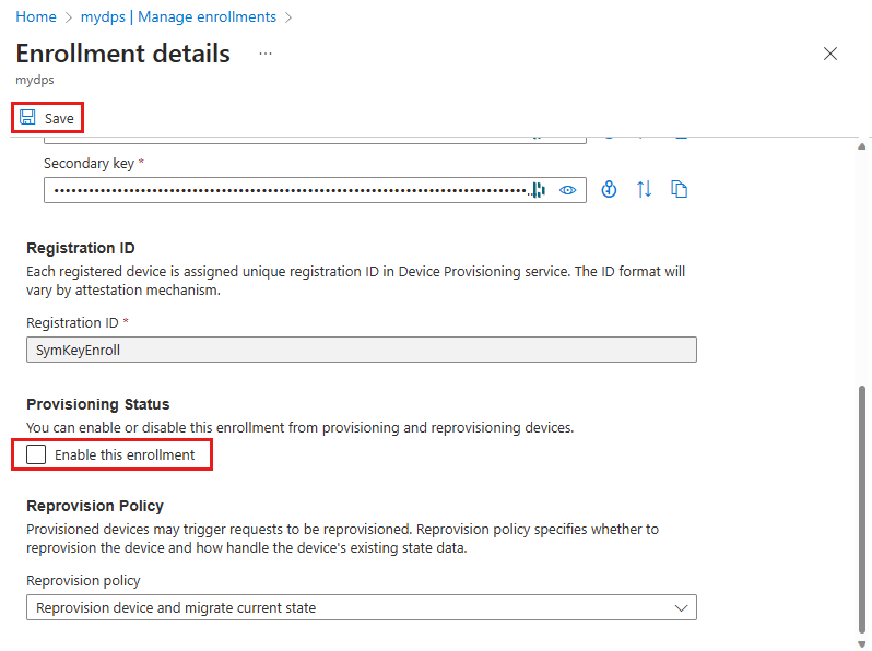 Screenshot che mostra la disabilitazione di una registrazione singola nel portale.