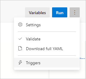 Screenshot che mostra come controllare le impostazioni dei trigger della pipeline dal menu Trigger in Altre azioni.