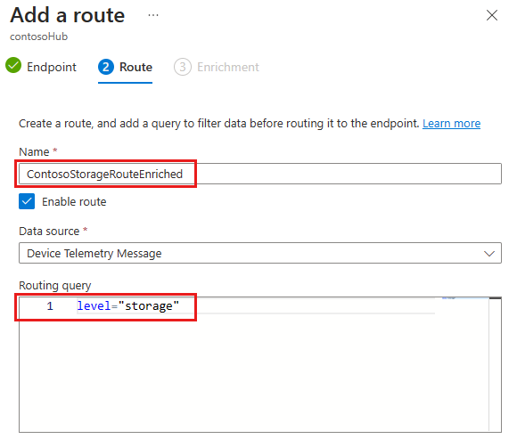 Screenshot che mostra il salvataggio delle informazioni sulla query di routing.