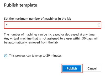 Ritaglio di schermata della finestra di conferma per l'azione di pubblicazione di Azure.