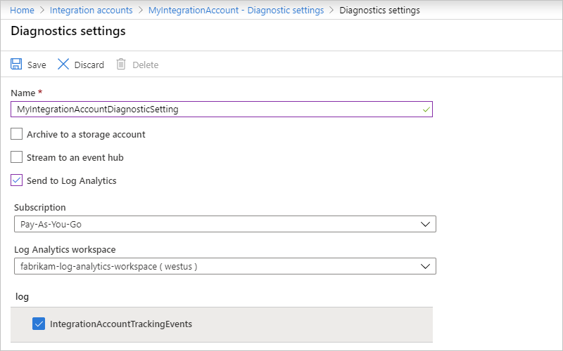 Configurare i log di Monitoraggio di Azure per la raccolta dei dati di diagnostica