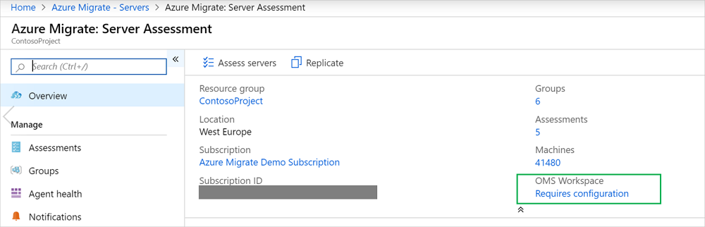 Screenshot dell'area di lavoro Log Analytics.