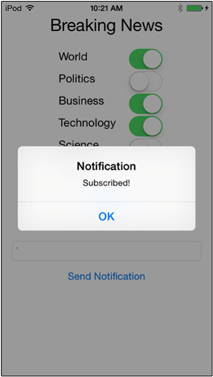 Esempio notifica in iOS