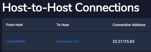 Screenshot che mostra l'elenco delle connessioni da host a host.