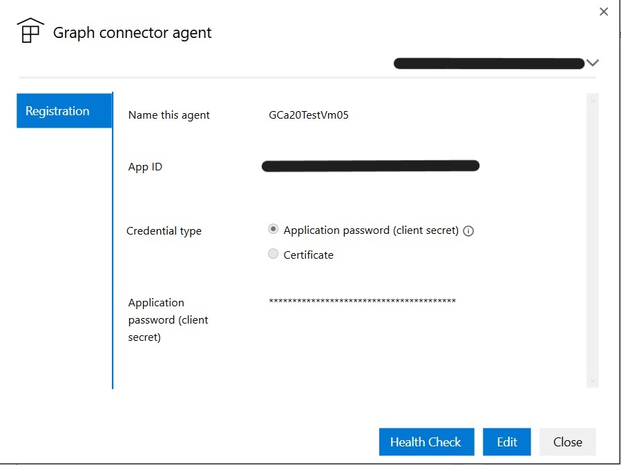 Snapshot di esempio dell'esito positivo del controllo integrità nella pagina di registrazione GCA.