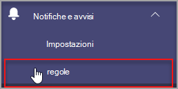 Sezione Regole nell'interfaccia di amministrazione.