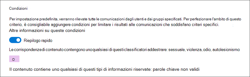 Esempio 8 del generatore di condizioni di conformità delle comunicazioni.