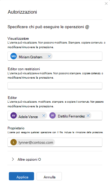 Finestra di dialogo utente più recenti per selezionare i livelli di autorizzazione che includono il diritto di utilizzo EXTRACT.