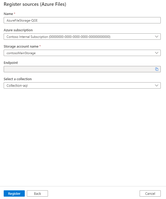 opzioni di registrazione delle origini