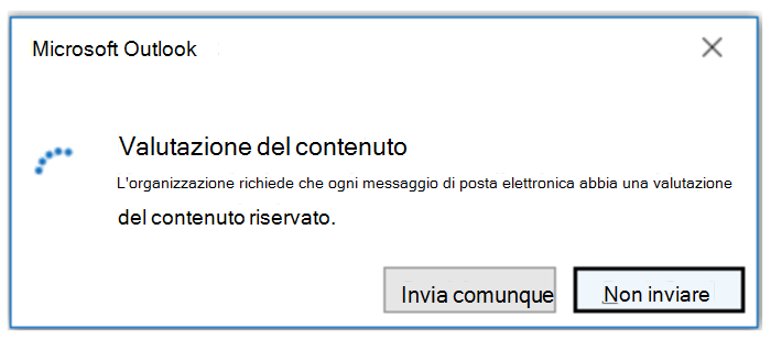 Screenshot della finestra di dialogo Attesa all'invio.