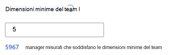 Screenshot che mostra l'opzione Imposta dimensioni team.