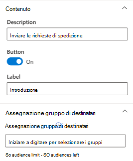 Screenshot che mostra la metà inferiore del riquadro delle proprietà di Power Apps.