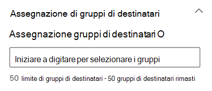 Screenshot della sezione audience targeting nel riquadro Delle proprietà della scheda Eventi.