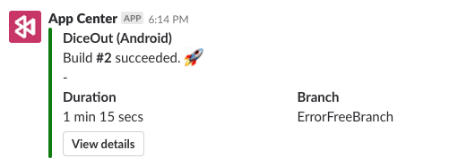 Compilare una notifica di esito positivo in Slack