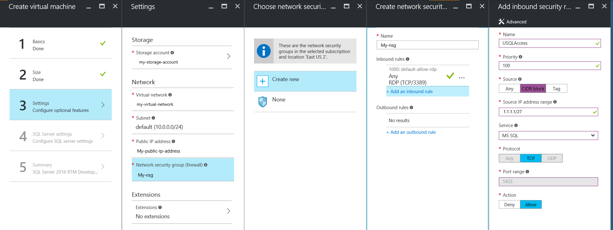 SQL Server Azure VM Firewall Setting