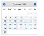 Screenshot che mostra un calendario del tema Flick.