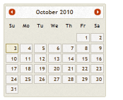 Screenshot che mostra una pagina del calendario di ottobre 2010 con il tema Pepper-Grinder.