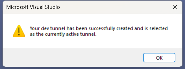 Notifica dell'esito positivo della creazione del tunnel.