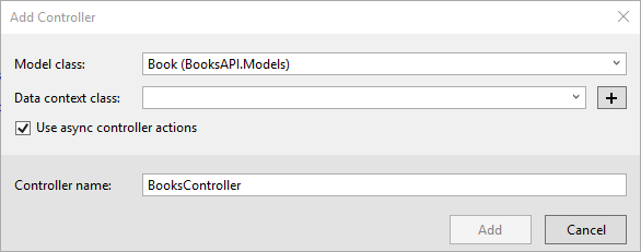 Immagine della finestra di dialogo Aggiungi controller