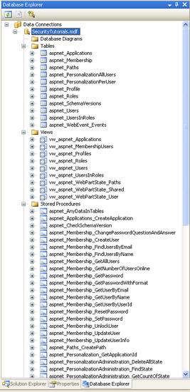 Un'ampia gamma di tabelle, viste e stored procedure sono state aggiunte al database