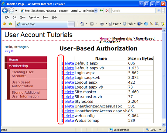 Il controllo LoginView nasconde i linkbutton di visualizzazione per i visitatori anonimi