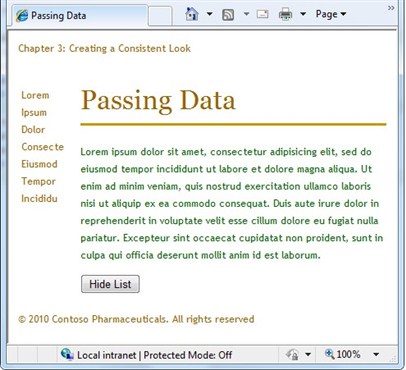 [Screenshot che mostra la pagina Passing Data .]