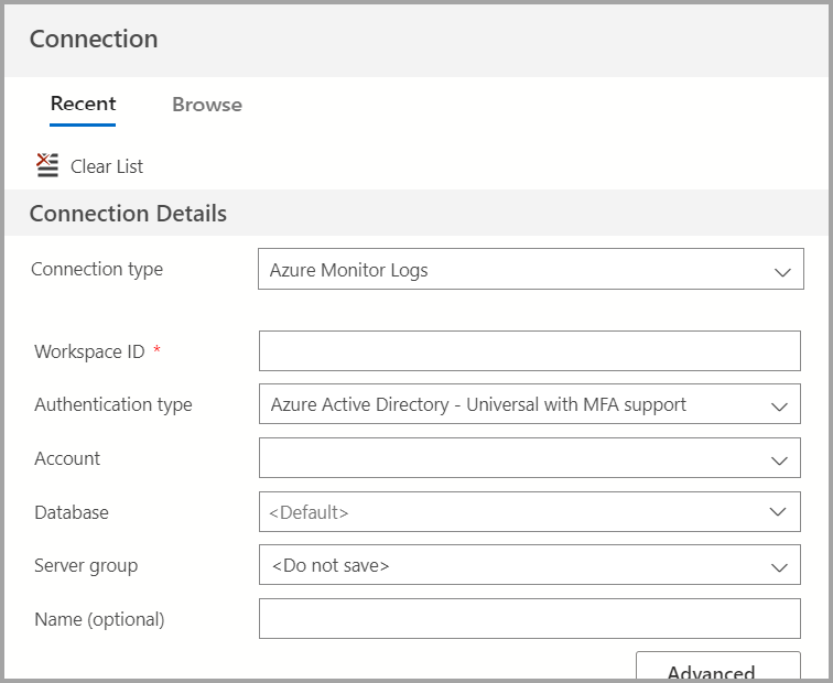 Screenshot di Selezionare un cluster diverso.