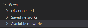 Impostazioni Wi-Fi in Visual Studio Code