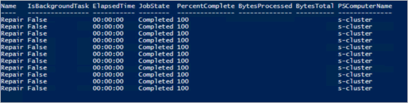 Output di PowerShell del comando Get-StorageJob