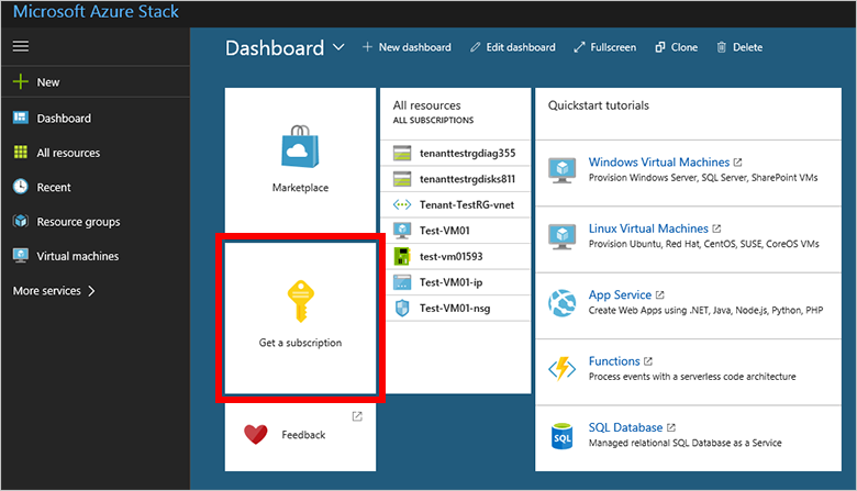 Ottenere una sottoscrizione nel portale utenti dell'hub di Azure Stack