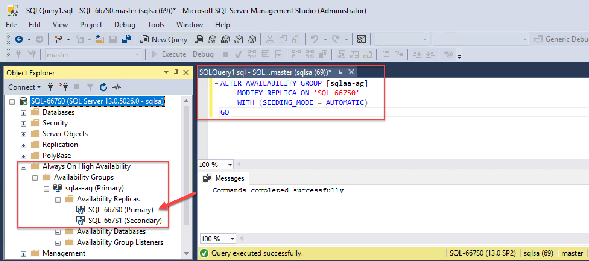 Script dell'istanza SQL primaria