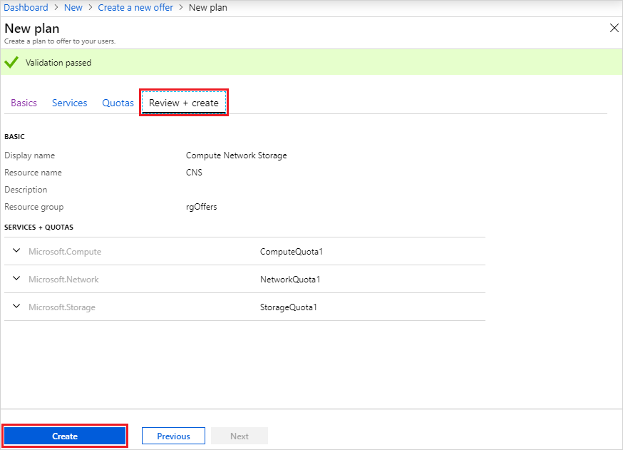 Creare un nuovo piano nel portale di amministrazione dell'hub di Azure Stack