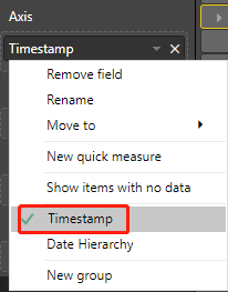 Fare clic con il pulsante destro del mouse sul valore Timestamp