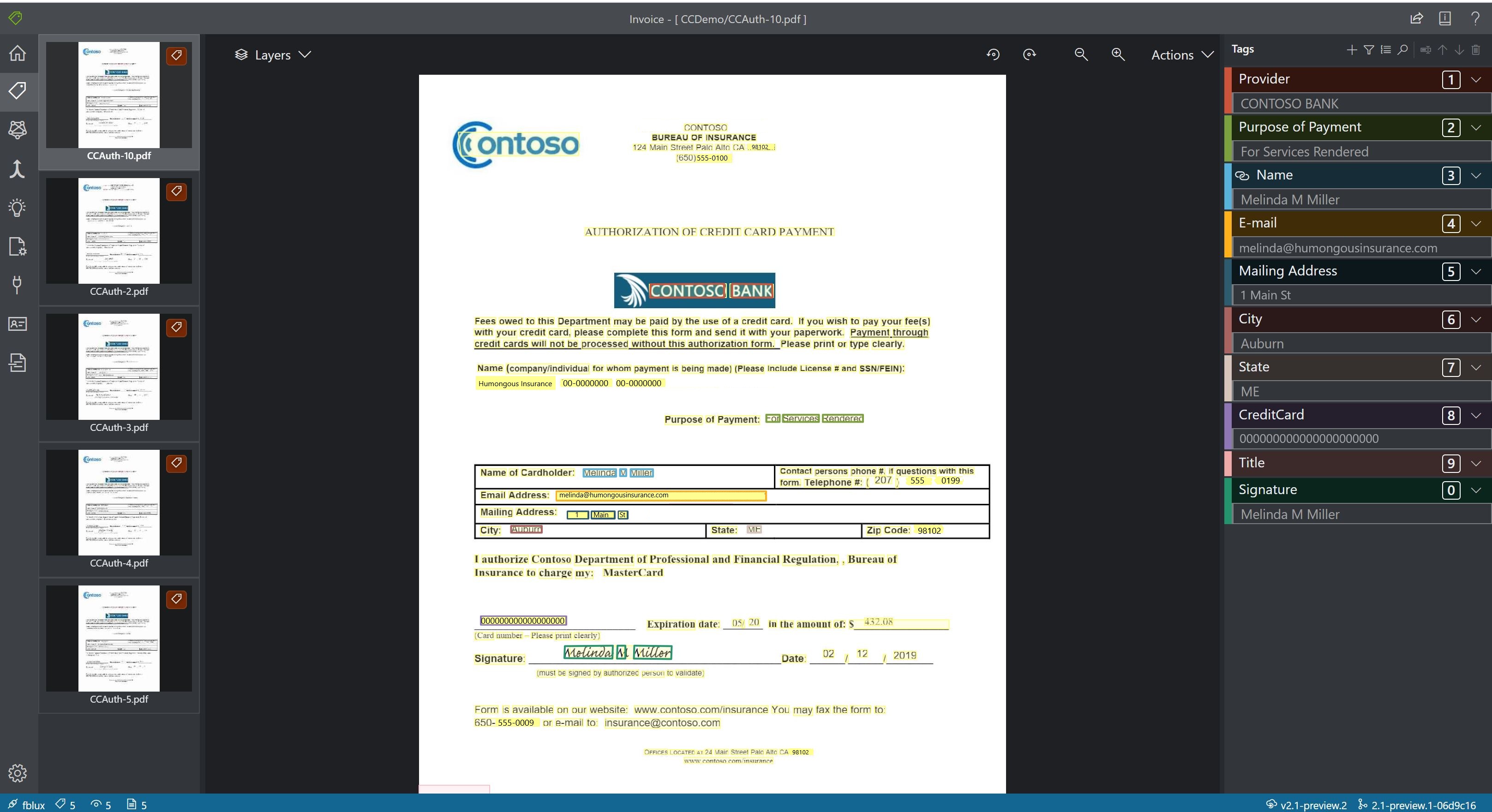 Screenshot della finestra analizza-un-documento-personalizzato dello strumento Informazioni sui documenti.