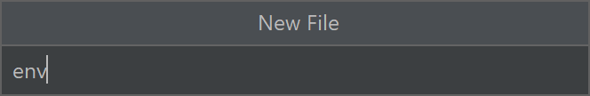 Screenshot del campo di input del nome per creare il file env.