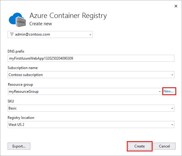 Screenshot dei dettagli di Registro Azure Container.