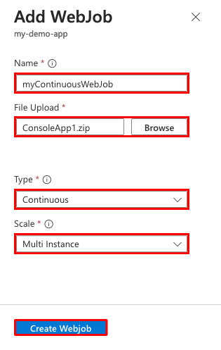 Screenshot che mostra come configurare un processo Web continuo a più istanze per un'app servizio app.