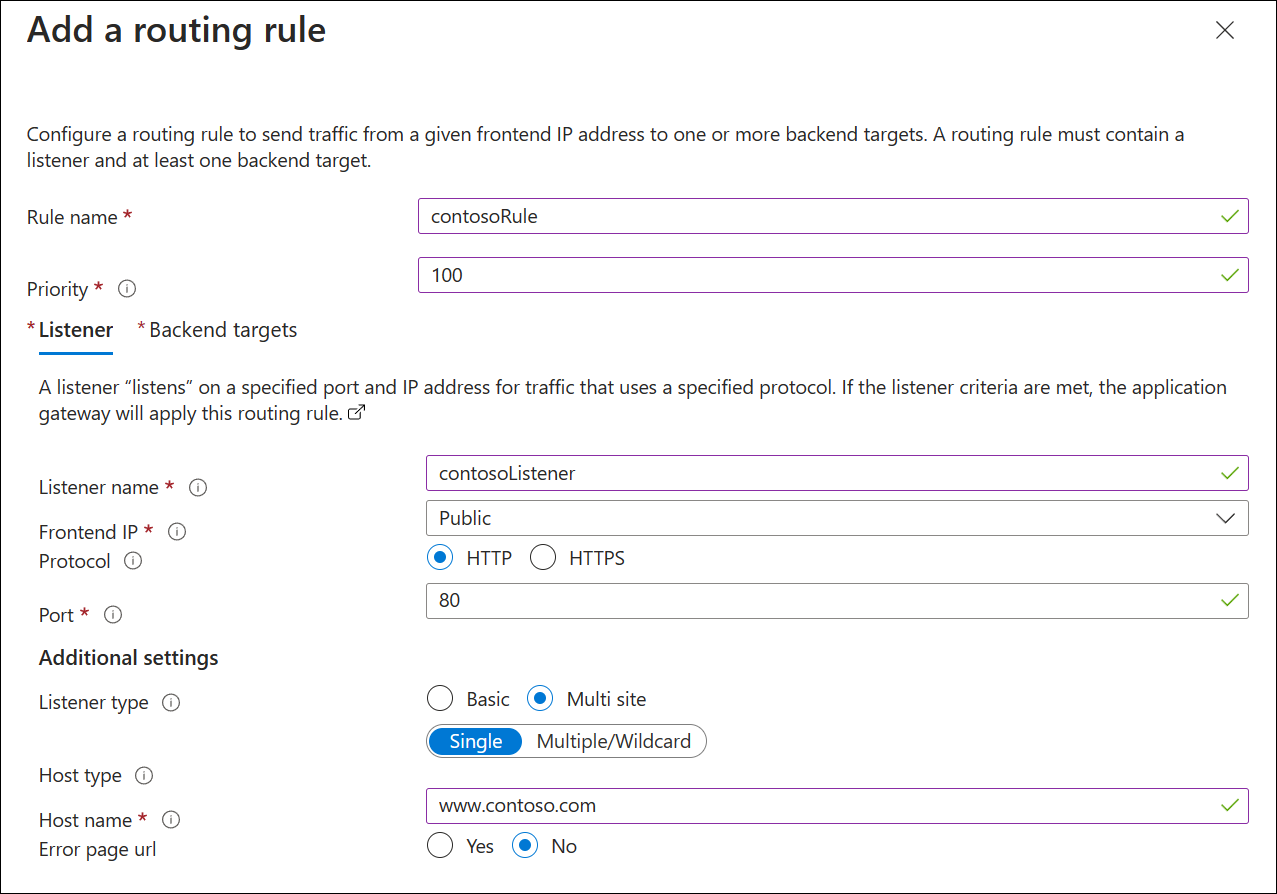 Creare una regola di routing