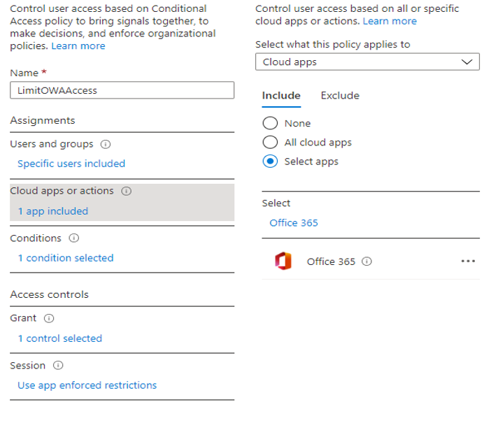 Screenshot che mostra come configurare Office come applicazione cloud.