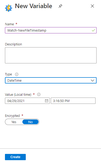 Screenshot of creating a new variable blade.