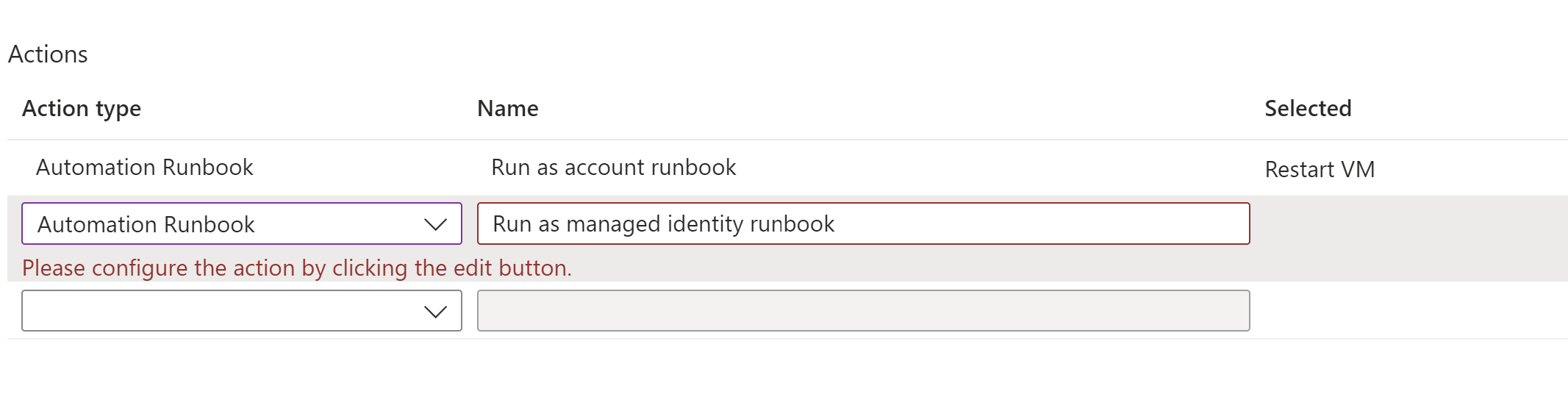 Screenshot dell'aggiunta di un'azione del runbook a un gruppo di azioni.