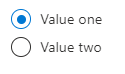 Screenshot dell'elemento Microsoft.Common.OptionsGroup UI con pulsanti di opzione allineati verticalmente.