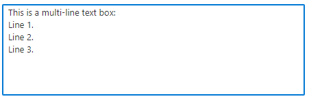 Screenshot di una casella di testo a più righe usando l'elemento dell'interfaccia utente Microsoft.Common.TextBox.