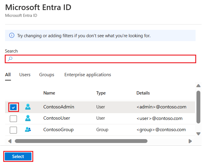 Screenshot della pagina del portale di Azure per aggiungere un amministratore Microsoft Entra.