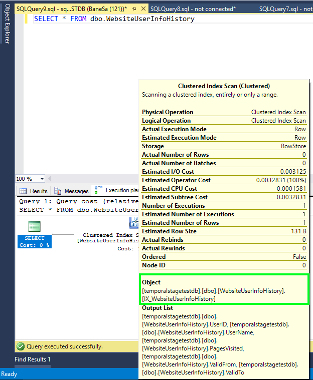 Esecuzione di query senza filtro di conservazione