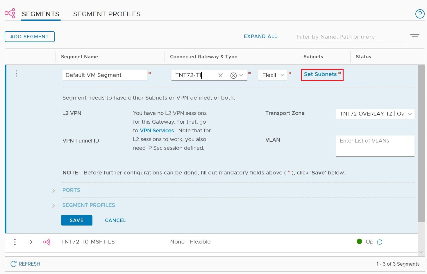 Screenshot che mostra come impostare le subnet per specificare l'indirizzo IP DHCP per l'uso di un server DHCP.